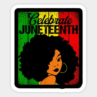 Celebrate Juneteenth Messy Bun Black Women 1865 Juneteenth Sticker